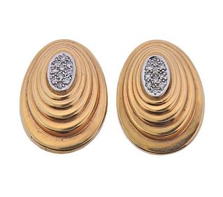 14K Gold Diamond Clip on Earrings