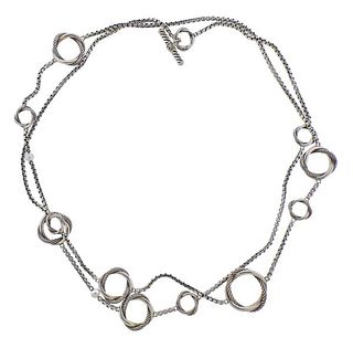 David Yurman Infinity Station Silver Pearl Necklace