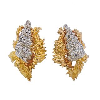 1980S 14K Gold Diamond Earrings