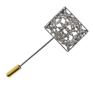 18K Gold Diamond Brooch Pin