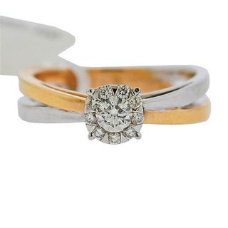 Memoire 18K Two Tone Gold Diamond Engagement Ring