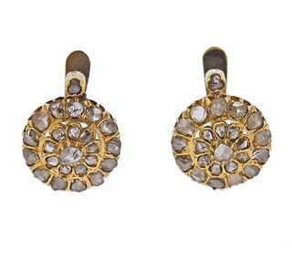 18K Gold Rose Cut Diamond Earrings