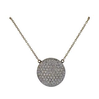 14k Gold Diamond Circle Pendant Necklace 