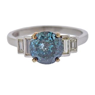2.04ctFancy Blue Diamond Platinum Engagement Ring
