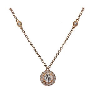 18k Rose Gold Diamond Pendant Necklace 
