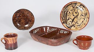 Redware Mugs and Dishes 