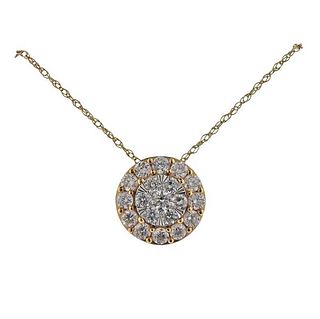 14k Gold Diamond Circle Pendant Necklace