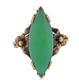 Antique Gold Jadeite Jade Ring 