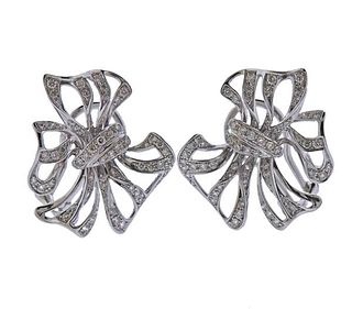 Effy 14K Gold Diamond Bow Earrings