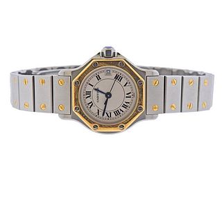 Cartier Santos 18k Gold Steel Watch 