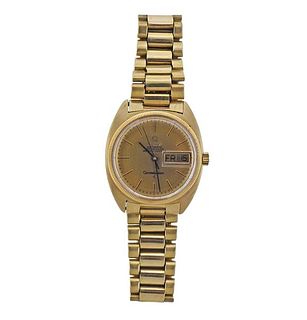 Omega Constellation 14k Gold Day Date Chronometer Watch