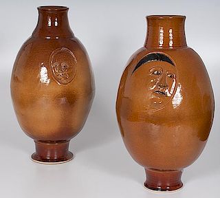 Pottery Face Jars by Wolf 