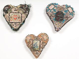 Beaded Heart-Shaped Pin Cushions 