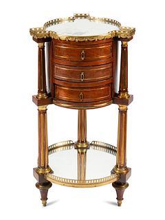A Louis XVI Brass Inlaid Mahogany Mirror-Top Table en Chiffonier