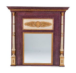 A Directoire Faux Porphyry Painted and Parcel Gilt Mirror