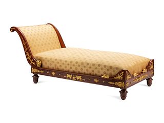 An Empire Style Gilt Bronze Mounted Mahogany Daybed