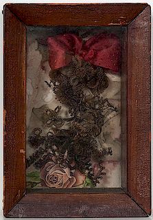 Hair Wreath Memorial in Shadowbox 