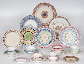 Spongeware Plates and Cups 