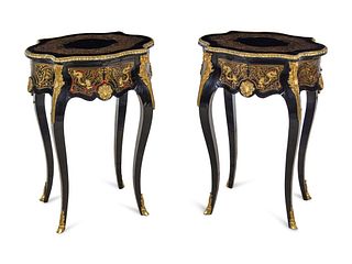 A Pair of Napoleon III Style Boulle Marquetry Tables