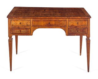 An Italian Walnut and Marquetry Writing Table