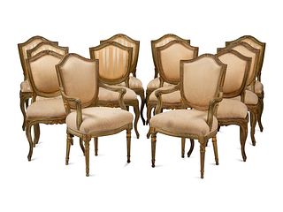 An Assembled Set of Twelve Venetian Painted Dining Chairs