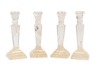 A Set of Four Rock Crystal Candlesticks
