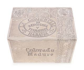 A Russian Silver Trompe l'Oeil Table-Top Cigar Box