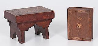 Inlaid Picture Case and Footstool