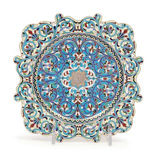 A Russian Silver and Enamel Salver