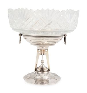 A Russian Silver and Cut Glass Centerpiece Bowl