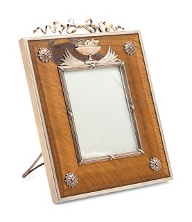 A Russian Silver-Gilt and Tiger-Eye Mounted Picture Frame