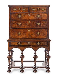 A William and Mary Walnut Chest on Stand