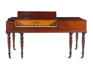 A George III Mahogany and Satinwood Square Piano