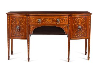 An Edwardian Mahogany, Satinwood and Marquetry Sideboard