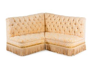 A Custom Button-Tufted Banquette with Fortuny Upholstery