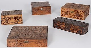 Pyrography Boxes with Floral Motifs 