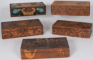 Pyrography Decorated Boxes 