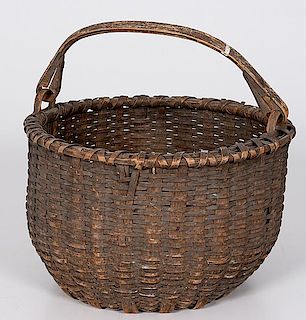 Woven Splint Gathering Basket with Swing Handle 