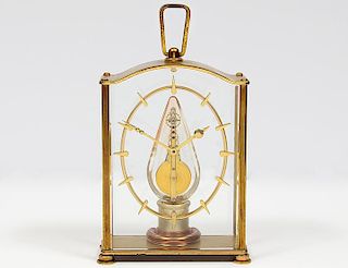 LE COULTRE BRASS AND GLASS DESK CLOCK