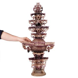 Massive Chinese Carved Fluorite Temple Urn