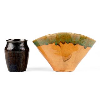 Grp: 2 Vases Vintage North State Pottery North Carolina