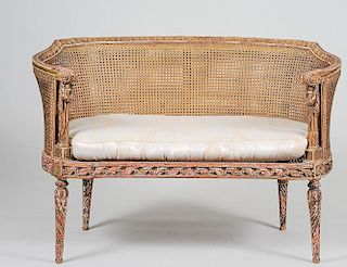 CHARLES X STYLE CARVED AND GILTWOOD SETTEE