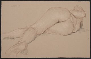 Paul Cadmus Lying Nude Back View Crayon on Paper