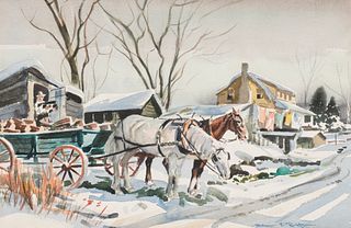 Wilmer Richter Winter Scene Watercolor