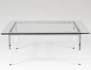 KNOLL INTERNATIONAL GLASS AND CHROME LOW TABLE