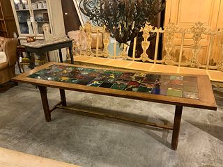 French Painted Tile Top Table