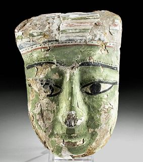 Egyptian Painted Gesso / Cedar Sarcophagus Mask