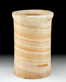 Beautiful Egyptian Late Dynastic Banded Alabaster Jar