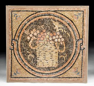 Roman Stone Mosaic with Basket of Grapes - Art Loss