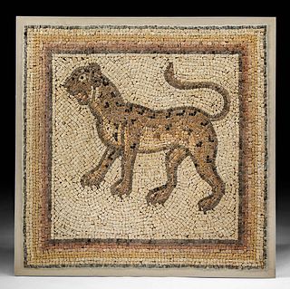 Roman Stone Mosaic of Leopard - Art Loss Cleared